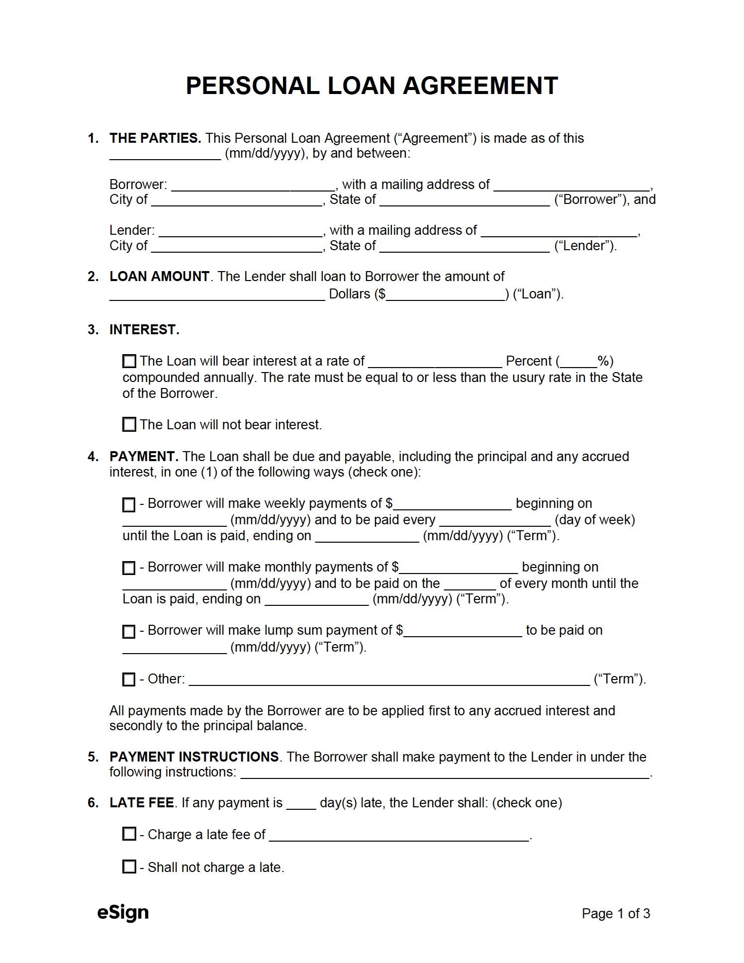 secured personal loan agreement